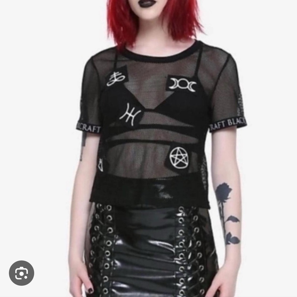 Edgy Black Mesh Graphic Tee